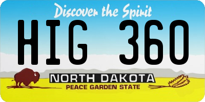 ND license plate HIG360