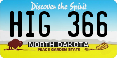 ND license plate HIG366