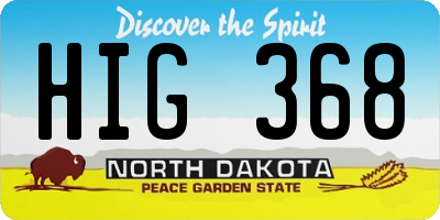 ND license plate HIG368