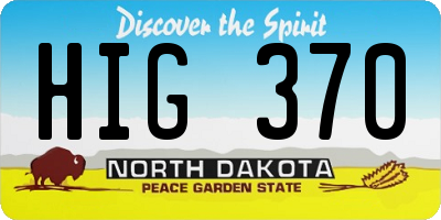 ND license plate HIG370