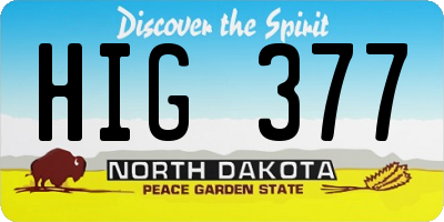 ND license plate HIG377