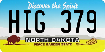 ND license plate HIG379