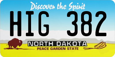 ND license plate HIG382