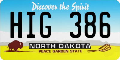 ND license plate HIG386