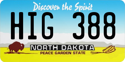 ND license plate HIG388