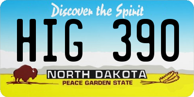 ND license plate HIG390