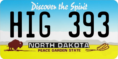 ND license plate HIG393