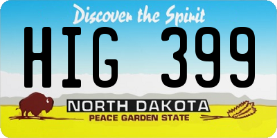 ND license plate HIG399