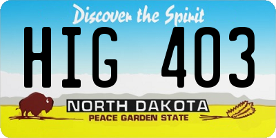 ND license plate HIG403