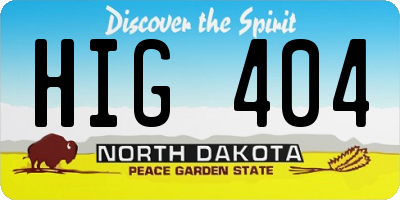 ND license plate HIG404