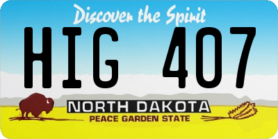 ND license plate HIG407