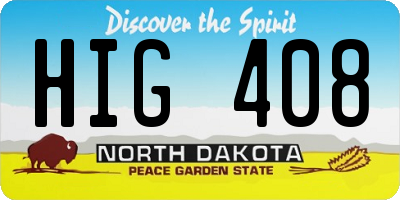 ND license plate HIG408