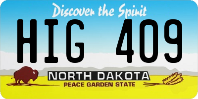 ND license plate HIG409