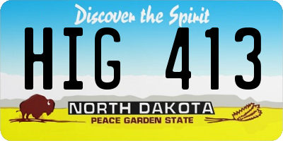ND license plate HIG413