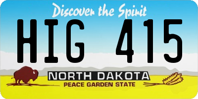ND license plate HIG415
