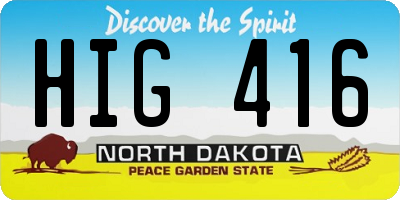 ND license plate HIG416