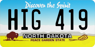 ND license plate HIG419