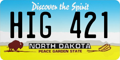 ND license plate HIG421