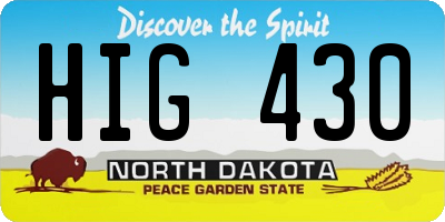 ND license plate HIG430