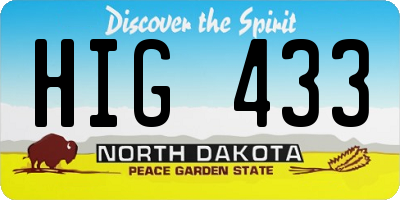 ND license plate HIG433