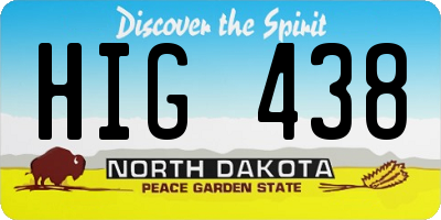 ND license plate HIG438