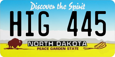 ND license plate HIG445