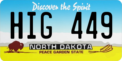 ND license plate HIG449