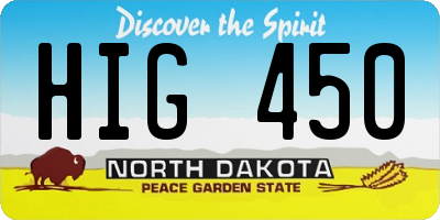 ND license plate HIG450