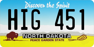 ND license plate HIG451