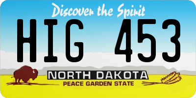 ND license plate HIG453