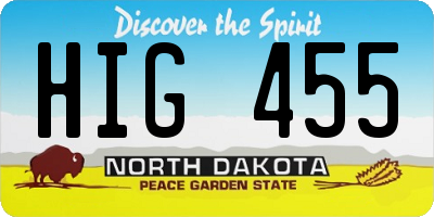 ND license plate HIG455