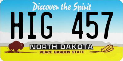 ND license plate HIG457