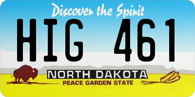 ND license plate HIG461