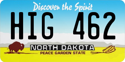 ND license plate HIG462