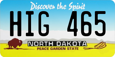 ND license plate HIG465