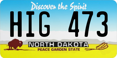 ND license plate HIG473