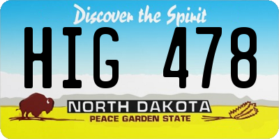 ND license plate HIG478
