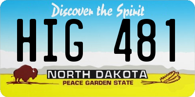 ND license plate HIG481