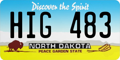 ND license plate HIG483
