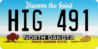 ND license plate HIG491