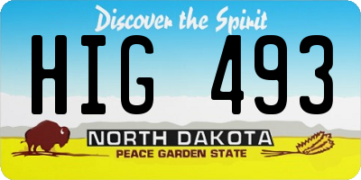 ND license plate HIG493