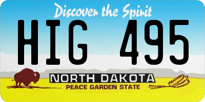 ND license plate HIG495