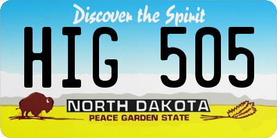 ND license plate HIG505
