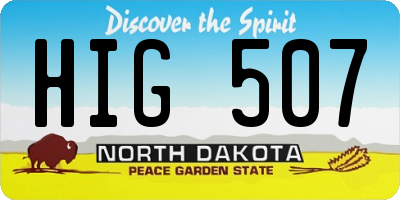 ND license plate HIG507