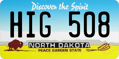 ND license plate HIG508