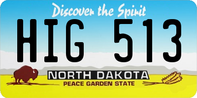 ND license plate HIG513