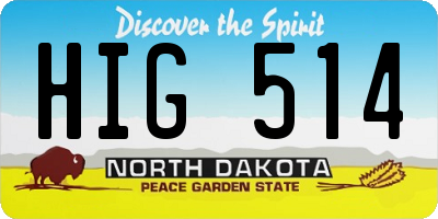 ND license plate HIG514