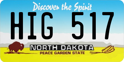 ND license plate HIG517