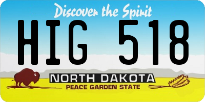 ND license plate HIG518