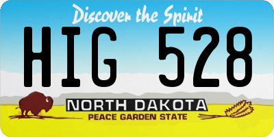 ND license plate HIG528